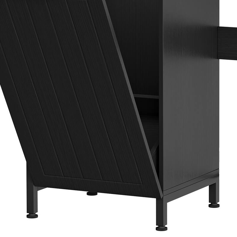 Kitchen Baker's Rack with Mini Fridge Space Trash Can Cabinet and Charger Station for Dorm or Small Space Organization