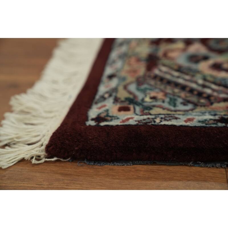 Hand Knotted Oriental 100% Wool Carpet Traditional Floral Red Kashan Area Rug - 9' 3'' X 5' 10''