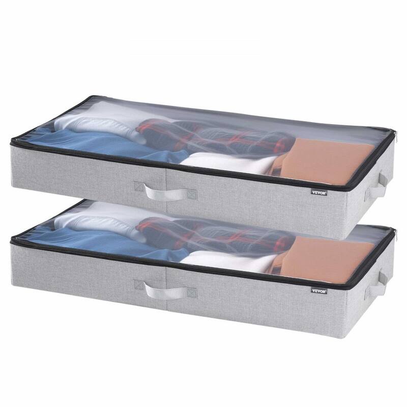2-Pack Under Bed Storage Bins Foldable Linen Organizer with Double Zipper for Clothing or Shoes - 33.5” x 16.9” x 4.7”