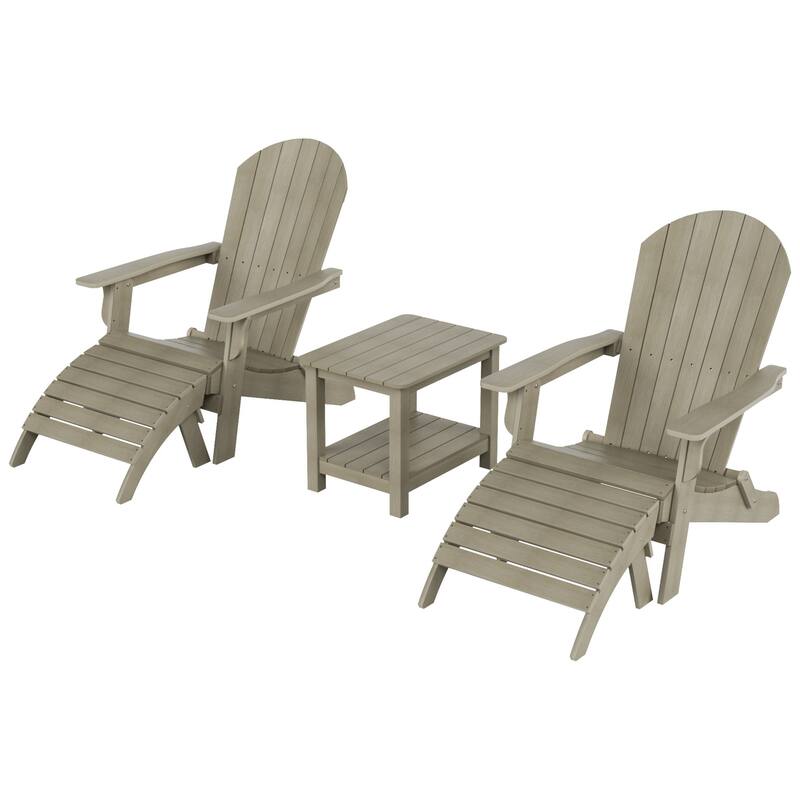 Vineyard HIPS Outdoor Folding Eco-Friendly All Weather Seashell Adirondack Chairs (5-Piece Conversation Set)
