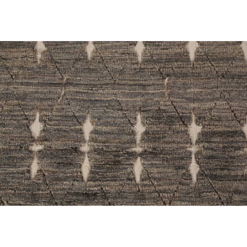 Trellis Gray Gabbeh Oriental Rug Hand-Knotted Wool Carpet - 3'9"x 5'10"
