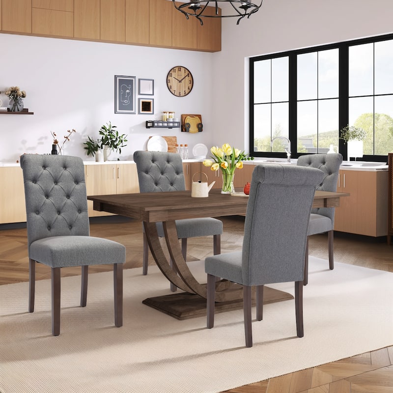 Tufted Parsons Dining Chairs - Velvet-Like Upholstery & Padded Seats for Kitchen & Dining Room