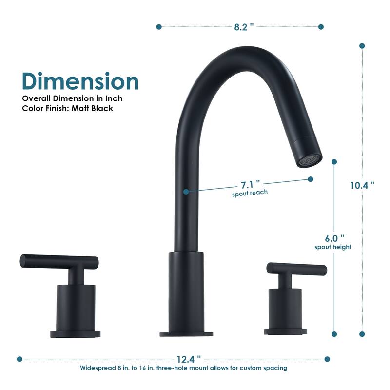 Altair Balen 8. in Widespread 2-Handle Bathroom High-Arc Faucet