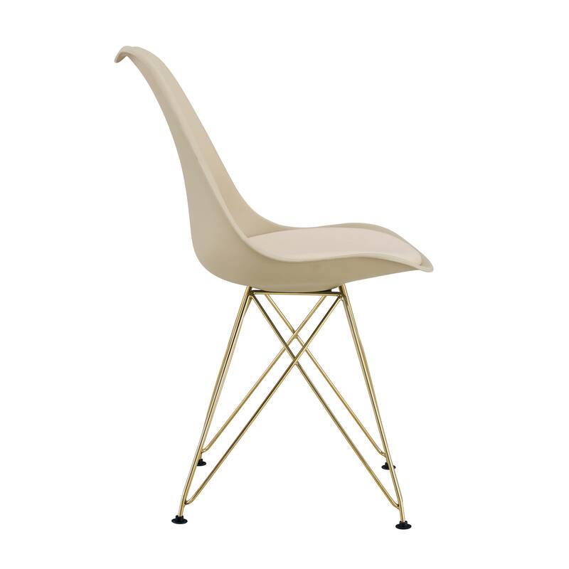 Modern Dining Chairs with Shell Lounge Plastic Seat and Steel Legs Kitchen Chairs Meeting Room Chairs Living Room,Set of 4