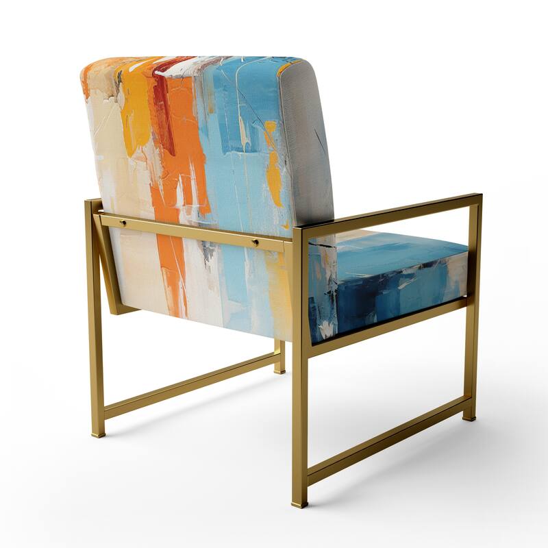 Designart "Paper Euphoria I" Upholstered Abstract Collages Accent Chair and Modern & Contemporary Arm Chair - Multiple Color