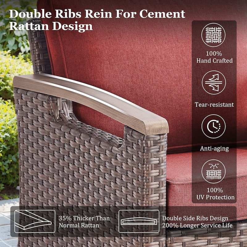360° Swivel Outdoor Rattan Chair with Thickened Cushion