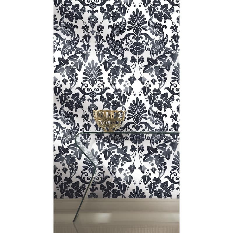 RoomMates Black & White Vine Damask Peel and Stick Wallpaper - Bed Bath