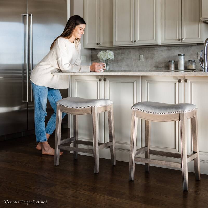 Maven Lane 31" Adrien Saddle Kitchen Bar Height Stool - N/A
