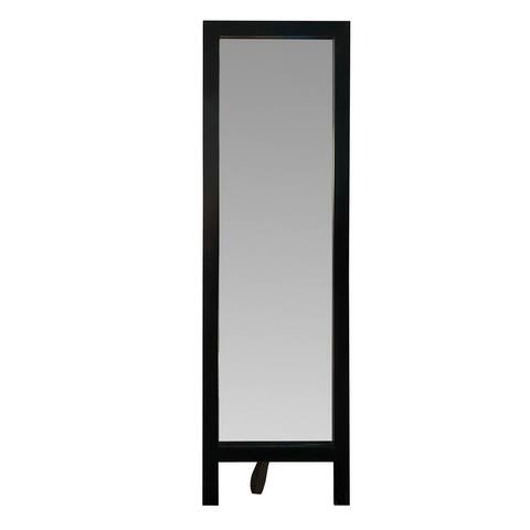 65 Inch Rectangle Wooden Cheval Full Length Standing Mirror with Easel Legs, Black