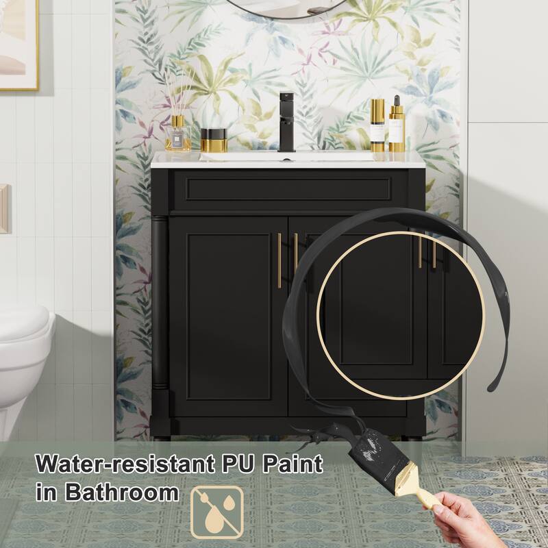 24"/30"/36" Retro Bathroom Vanity W/ Drop in Sink Combo Cabinet Set