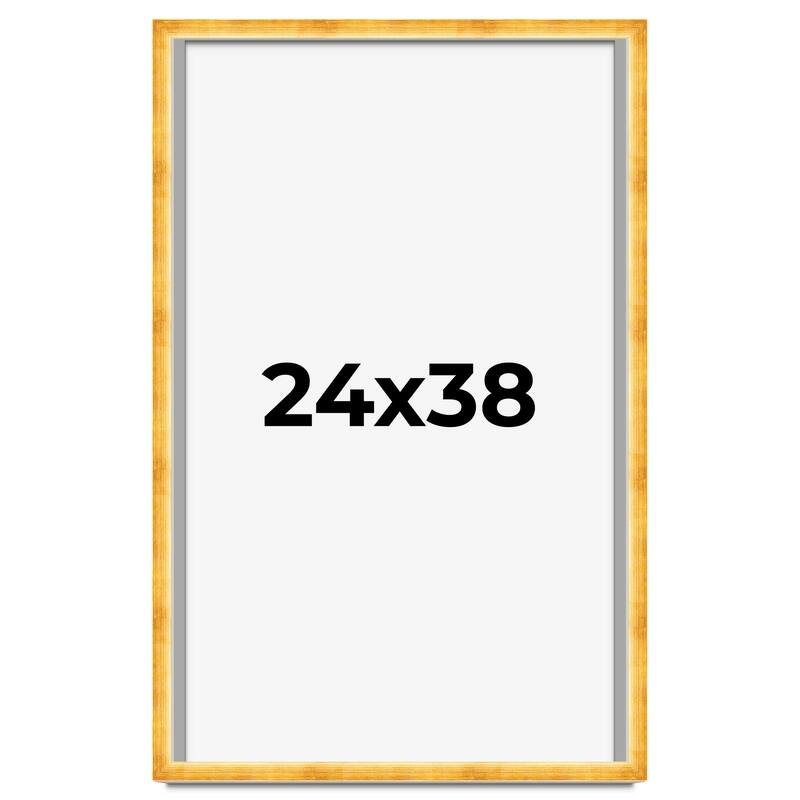 24x38 Shadow Box Frame Gold | 1.625 Inches Deep Real Wood Traditional