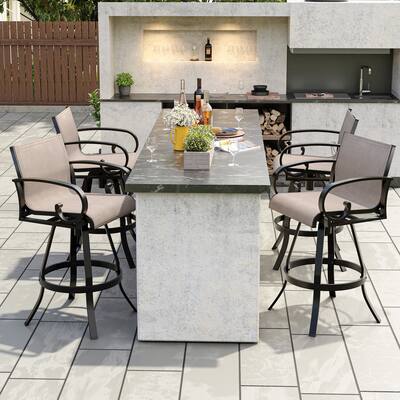 Outdoor Bar Stools Set of 4 Aluminum Swivel Bar Chairs - See Picture