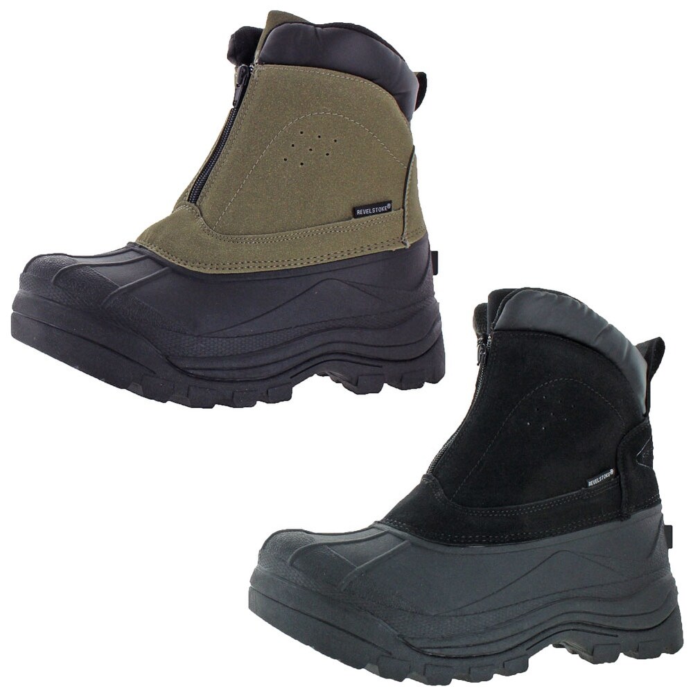 zipper snow boots mens