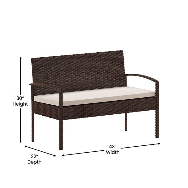 4 Piece Patio Set with Steel Frame and Cushions - Outdoor Seating - Bed ...