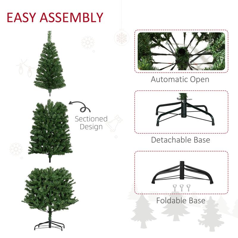 HOMCOM 6/7FT Black Christmas Tree with Stand, Xmas Slim Artificial Christmas Tree Small, Black Christmas Decorations