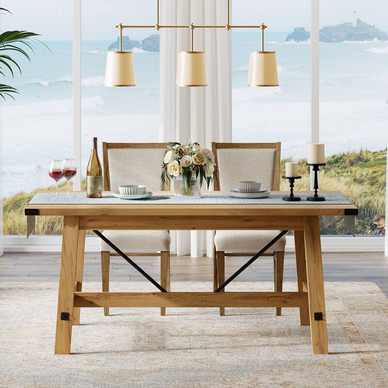 WAMPAT Rustic Modern Kitchen Dining Room Table for 6 People