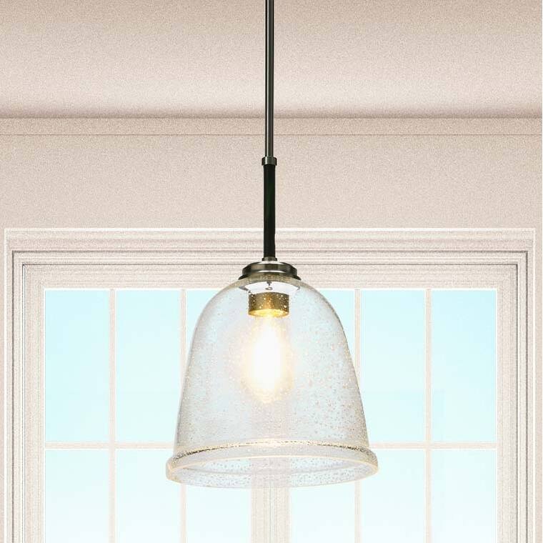Robert Stevenson Lighting Landry - Seedy Glass and Metal Ceiling Light - 10L x 10W x 54H