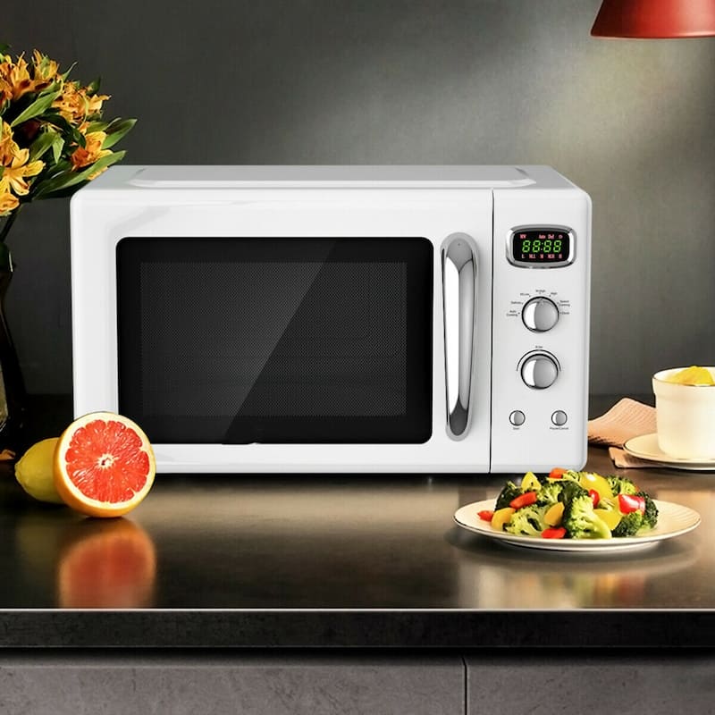 0.9 Cu Ft Microwave Oven with 360 Degree Rotating Glass Turntable and 5 Cooking Modes Child Safety Lock - 19.5" x 14" x 11"