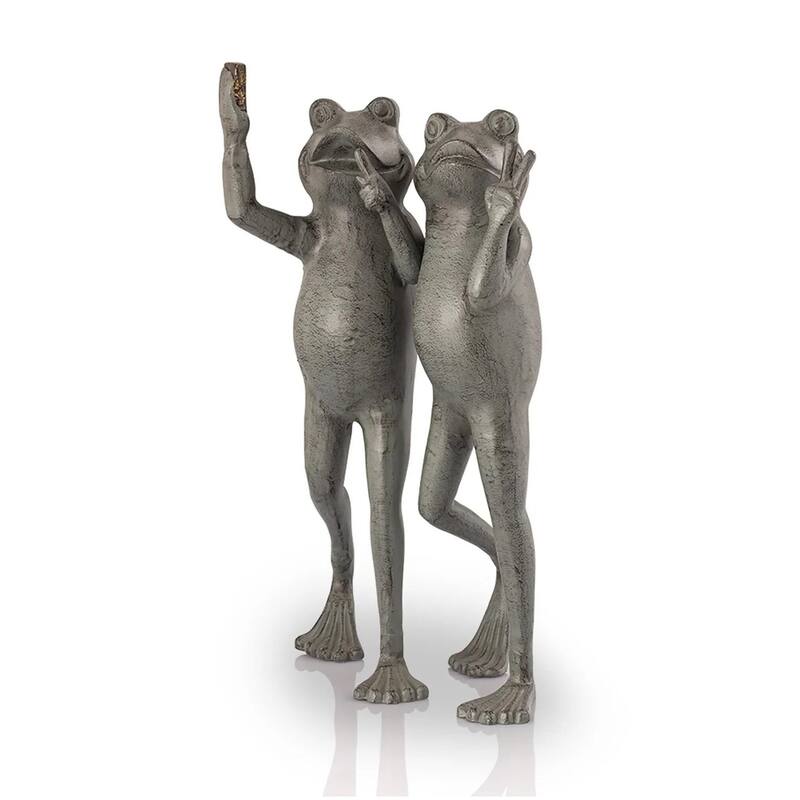 Spi Home Selfie Frog Friends Cast Aluminum Garden Sculpture 21.5 - 21.5 X 13 X 11 inches