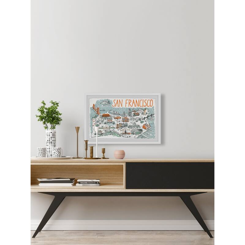 'Illustrated Map of San Francisco III' Framed Painting Print
