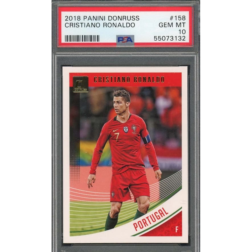 Cristiano Ronaldo 2018 Panini Donruss Soccer Card #158 Graded PSA 10 - 8'6" x 11'6"