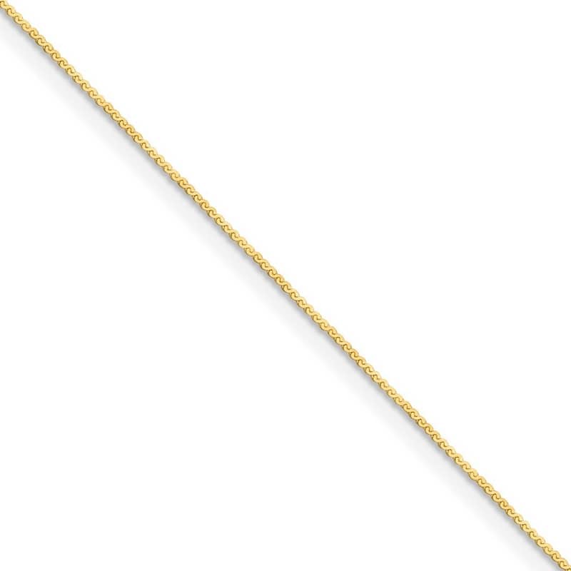 Curata 14k Yellow Gold 0.8mm Serpentina Chain Necklace (Spring-ring)
