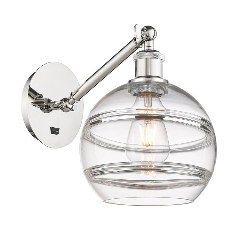 Innovations Lighting 317-1W-10-8 Rochester Sconce Rochester 10" Tall - Polished Nickel / Clear