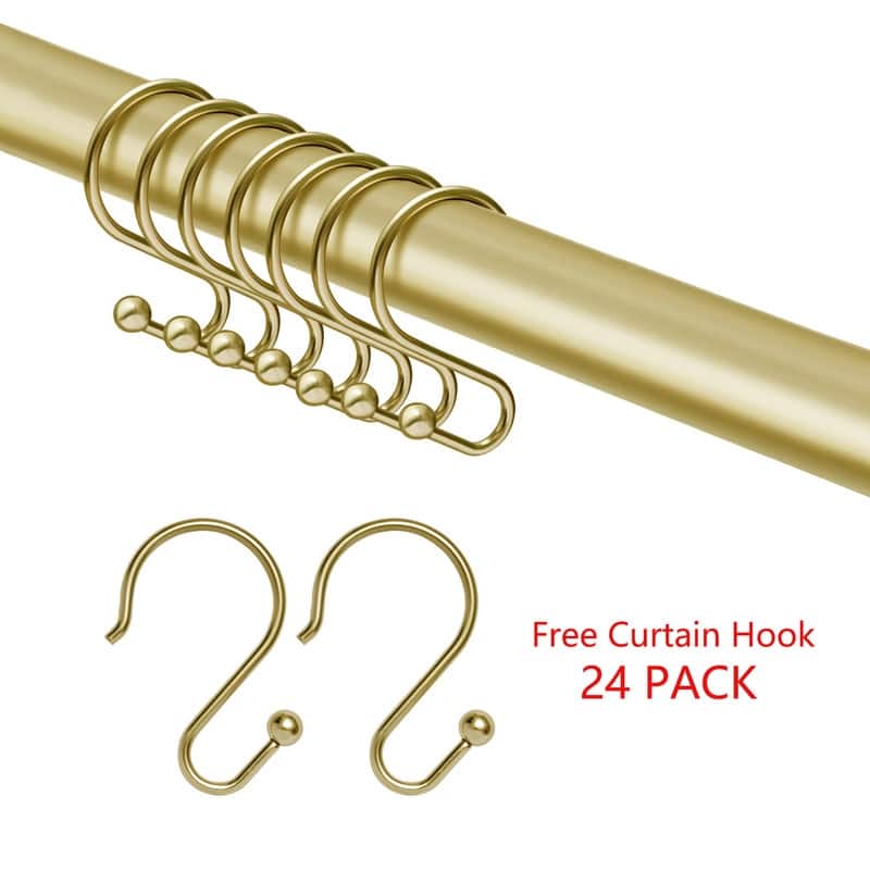 Utopia Alley Rustproof Aluminum Double L Shaped Shower Curtain Rod 72" L x 31.7" W, with 24 Shower Hooks included, Wall Mounted