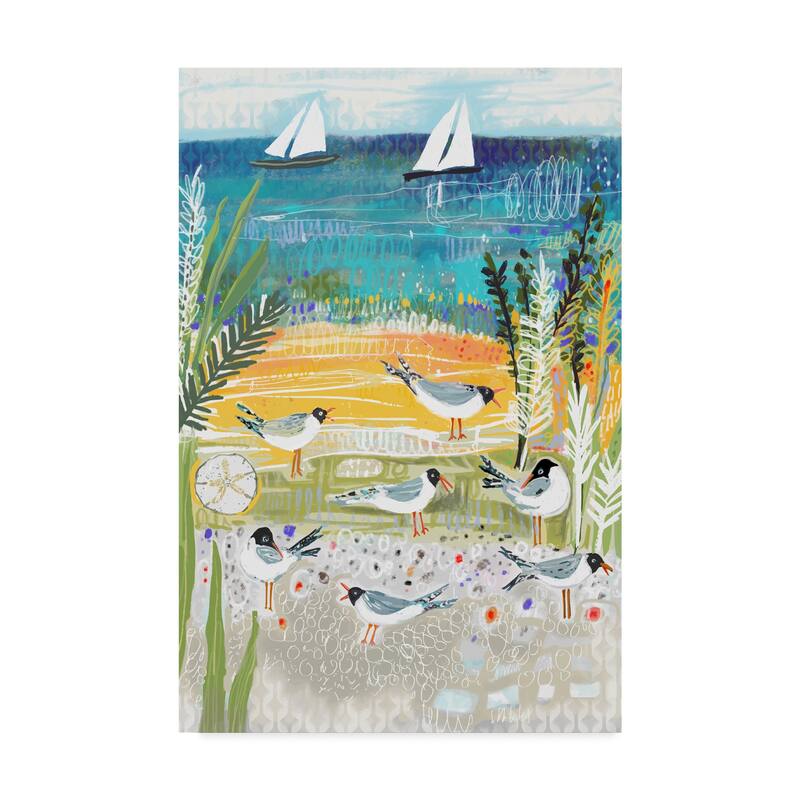 Karen Fields 'Birds At Shore' Canvas Art