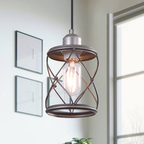 1-Light Farmhouse Cage Cylinder pendant lighting for Kitchen Island