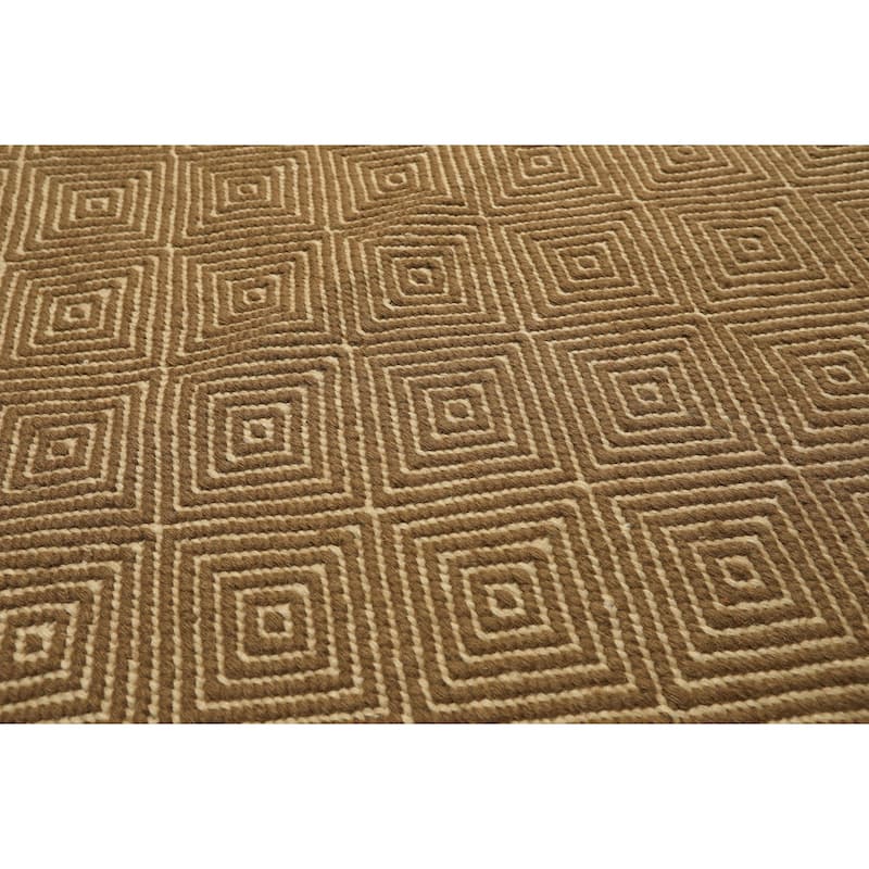 8x10 Hand Woven Wool Gold Kilim Modern & Contemporary Flatweave Rug - 8' x 10'