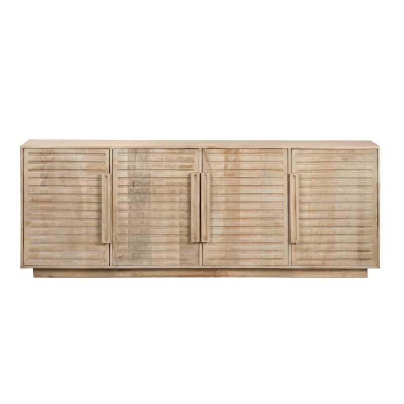 86 in. Brown Solid Wood 4 Door Media Credenza_Sideboard