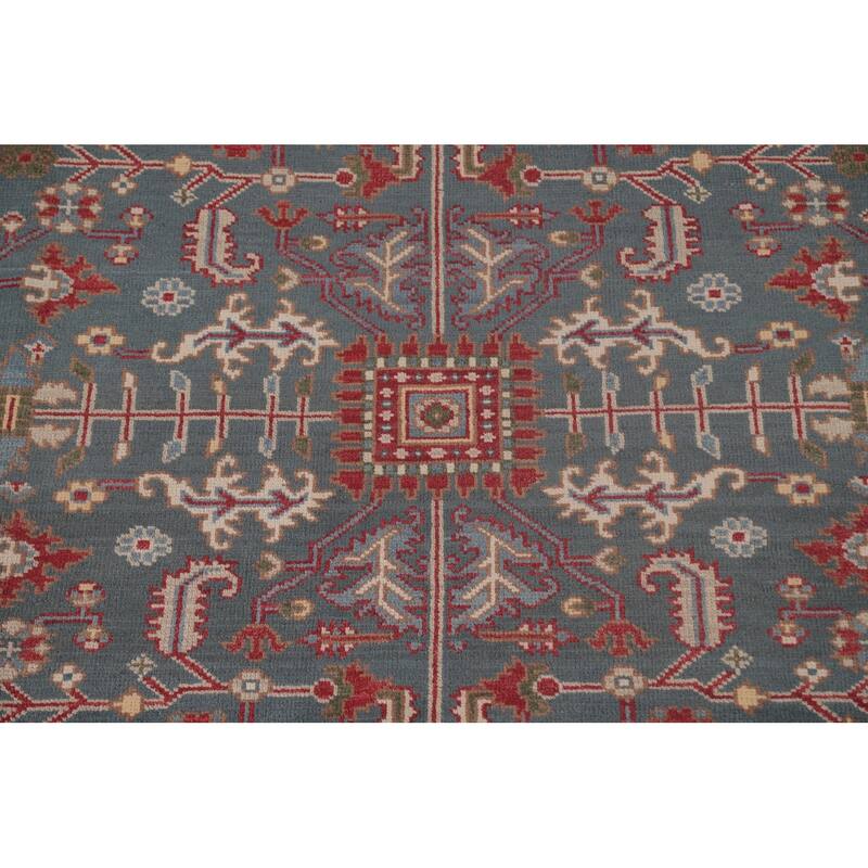 Oushak Area Rug Hand-Knotted Floral Wool Carpet - 8'0"x 9'10"