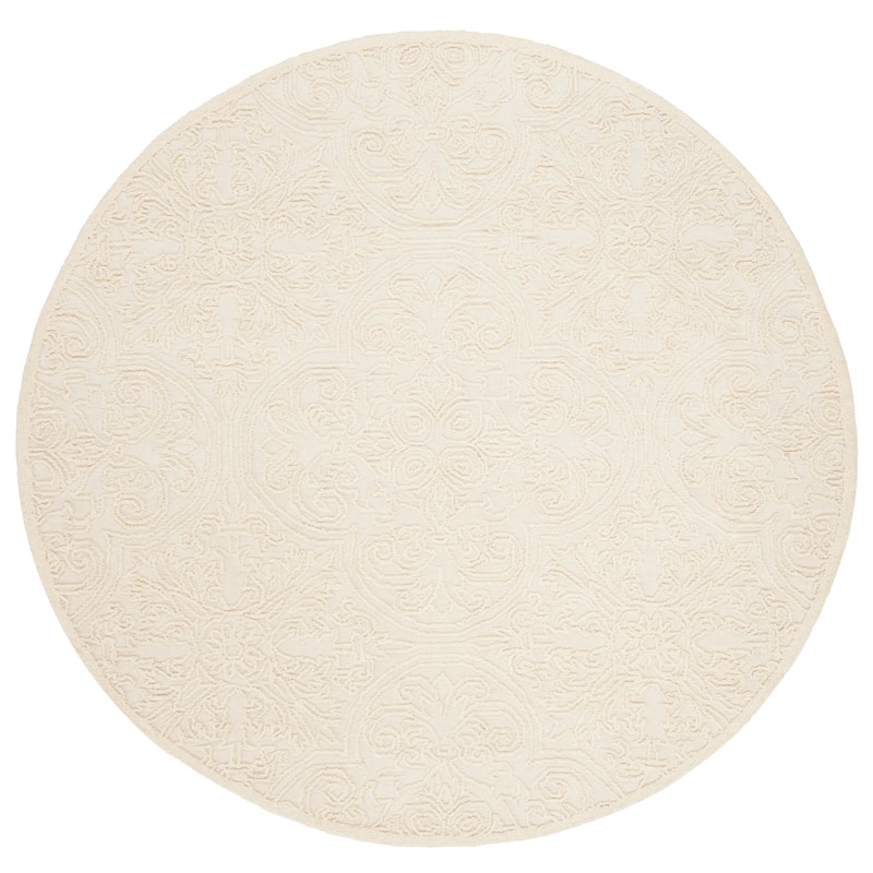 SAFAVIEH Handmade Trace Zoje Modern Wool Rug - 5' Round - Ivory