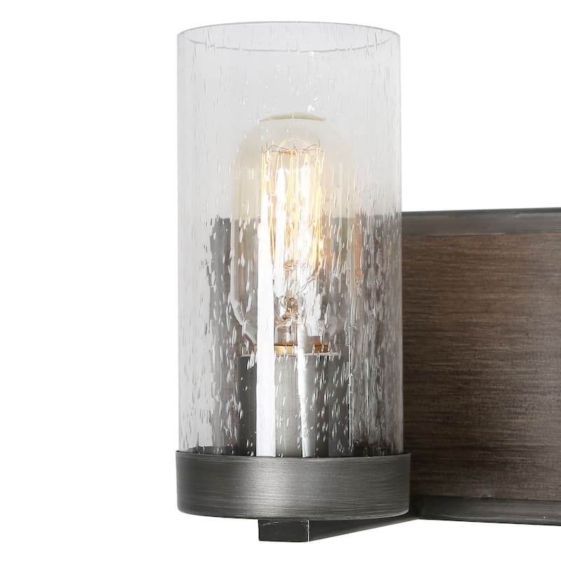 Fora 3-Light Modern Farmhouse Dark Wood Bathroom Vanity Light Wall Sconce - L22"x H 6.5" x E7"