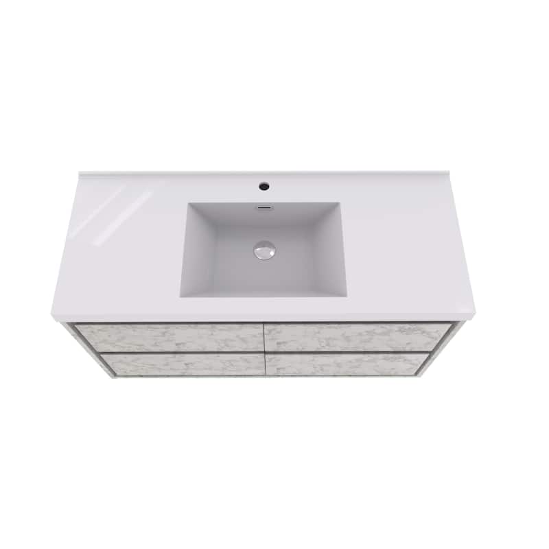 Sage 48" wall mounted bathroom vanity with single basin acrylic top