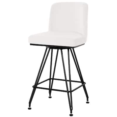 26" Leather/Velvet Swivel Counter Height Bar Stools - 38.2"H x 17.7"W x 19.1"D