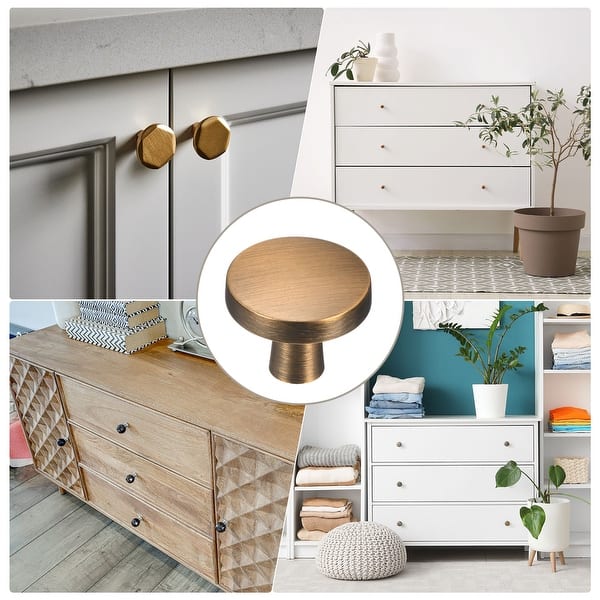 modern knobs for dresser Brushed Satin Cabinet Knobs, Round Modern Zinc Alloy Knobs Handles for Dresser Drawers/Office Decorative/Kitchen Bathroom