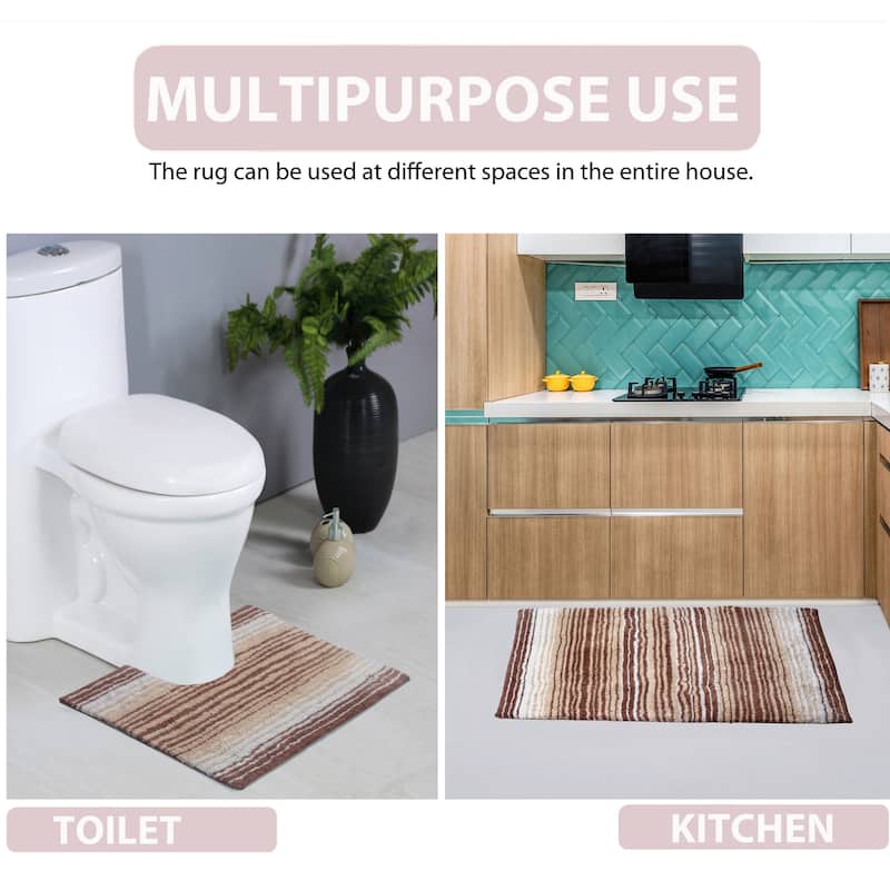 Gradiation Collection Absorbent Cotton Machine Washable Bath Rug - Beige