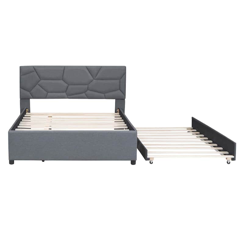 Brick Pattern Platform Bed with Trundle