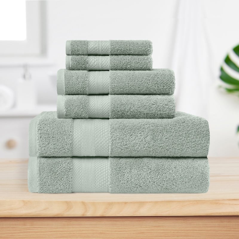 Superior Aria Turkish Cotton 6 Piece Plush Towel Set Ultra Soft, Highly Absorbent Luxury Bath Towels