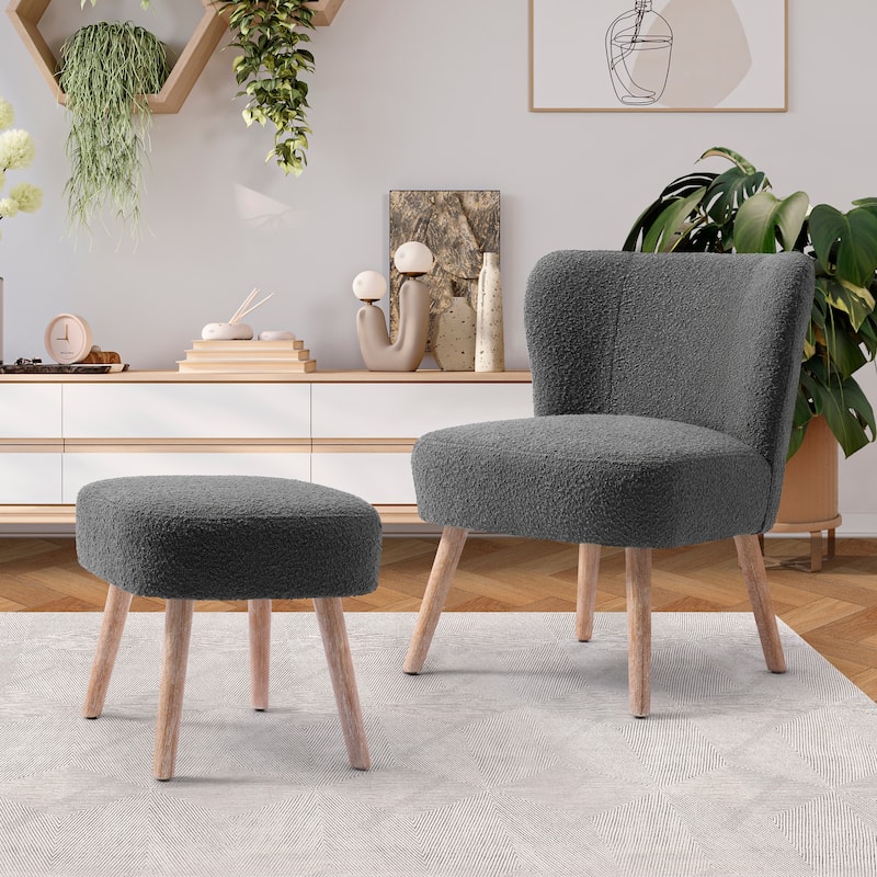 Boucle Polyester Upholstered Living Room Set - Stain Resistant (2-Piece Set)