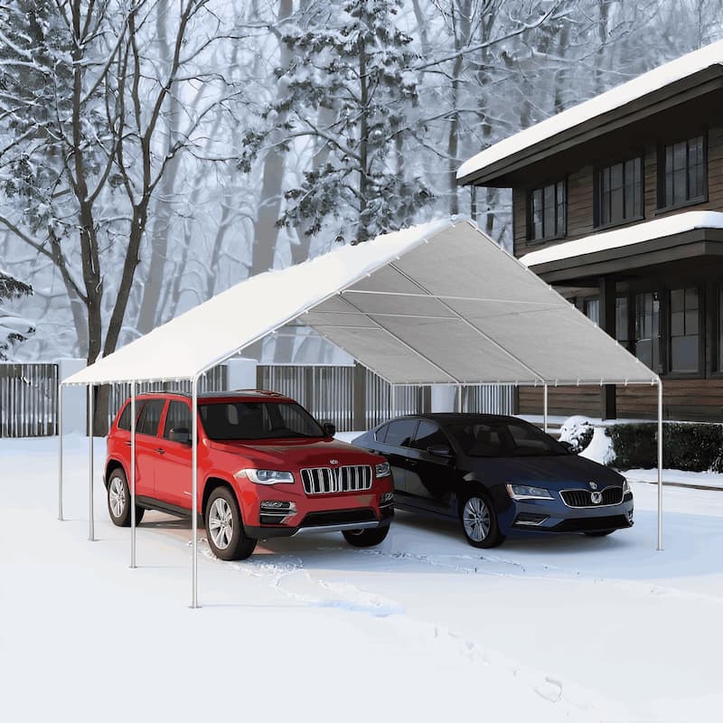 AVAWING Heavy Duty Carport, Waterproof & UV Resistant Outdoor Garage Shelter with Galvanized Steel Frame