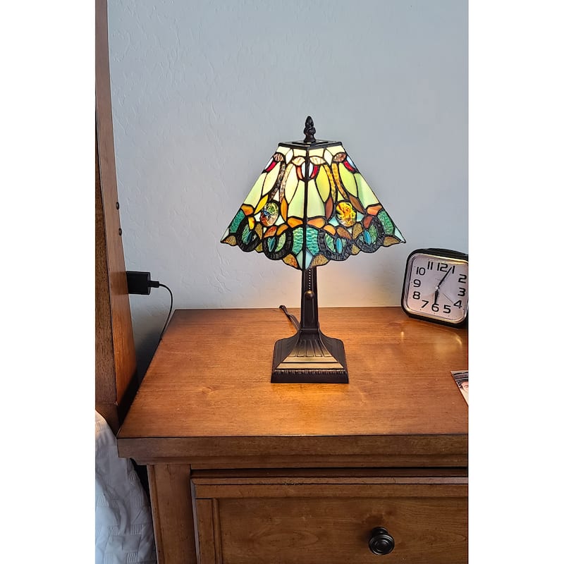 Tiffany Style Floral Mission Style Table Lamp AM253TL08B Amora Lighting