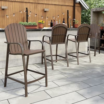 Outdoor All Weather Patio Furniture Counter Height Bar Stools (Set of 2/4) - 21.96" W x 25.19" D x 48.22" H