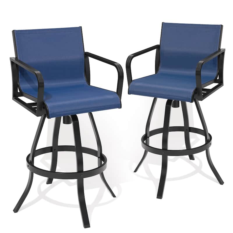 Pellebant Outdoor Aluminum Swivel Barstool Patio Bar Stools with Sunbrella Fabric - 18.31"Lx18.31"Wx43.31"H