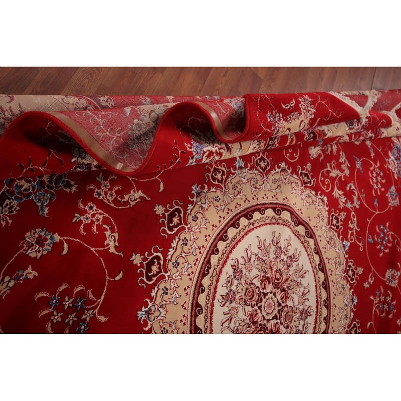 Traditional Kashan Turkish Rug Machine Made Red Oriental Carpet - 9'9" x 13'4"