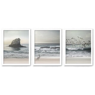 Morning Beach Walks By Shumkina 3 Piece Framed Print Wall Art Set