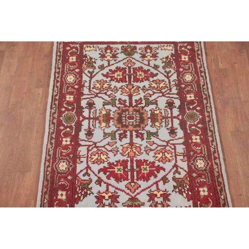 Light Blue Heriz-Serapi Accent Rug Hand-Knotted Oriental Wool Carpet - 2'11"x 4'11"