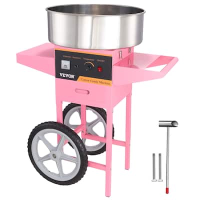 Electric Cotton Candy Machine with Cart, 1000W Commercial Floss Maker with Stainless Steel Bowl